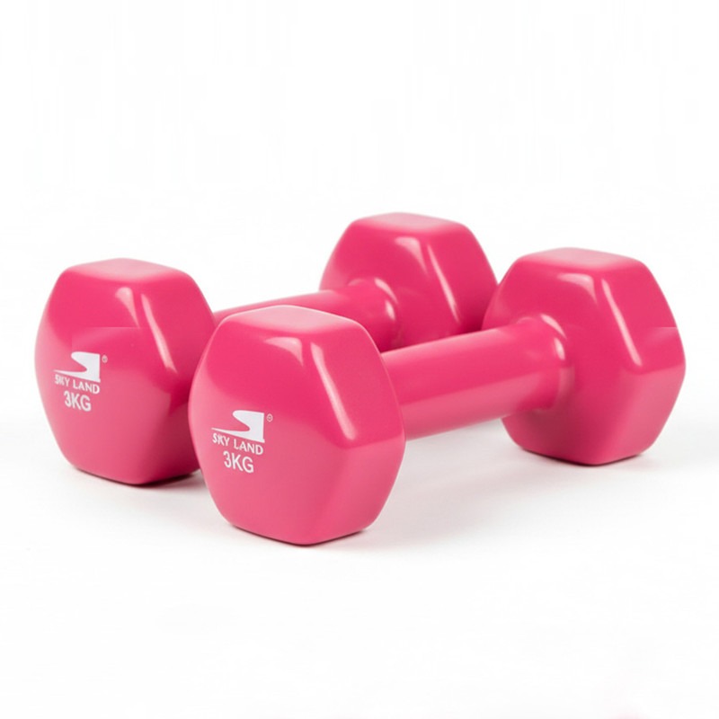 6kg Vinyl Dumbbell Set (3kg x 2) - PinkAnti-Roll Hex - Image 2