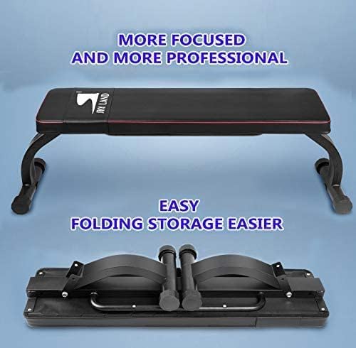 SKY LAND Foldable Workout Flat Bench - Heavy-Duty Exercise Bench for Home Gym, Strength Training, Dumbbell Press & Full-Body Workouts - EM-1854, Black - Image 2