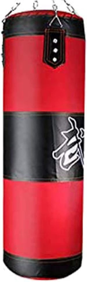 SKY LAND Professional Punching Bag EM-1849 - Heavy Duty Boxing Bag, Premium Synthetic Leather, Double-End Attachment Shock-Absorbent Fill- Red/Black, L-120cm, W-32cm, H-32cm