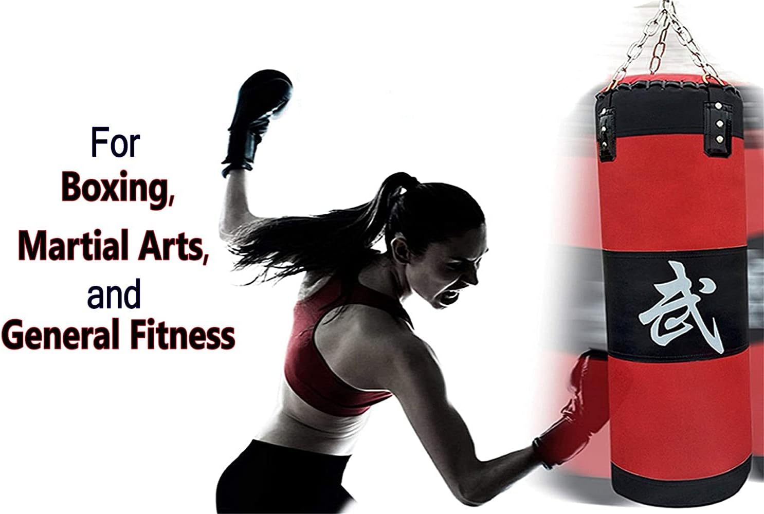 SKY LAND Professional Punching Bag EM-1849 - Heavy Duty Boxing Bag, Premium Synthetic Leather, Double-End Attachment Shock-Absorbent Fill- Red/Black, L-120cm, W-32cm, H-32cm - Image 4