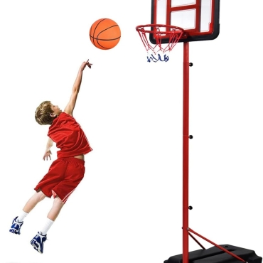 SKY LAND Basketball Hoop and Stand Set, Adjustable Height 145 250 cm for Indoor/Outdoor Fun Sport Activity Game for Children EM 1869, Red