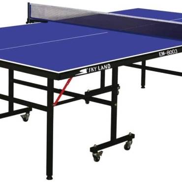SKY LAND Indoor Table Tennis EM-8003 | Official Size Ping Pong Table Setup with Single Folding Design, Wheels, TT Sports Equipment for Home, Office & Indoor Play