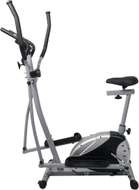 Magnetic Exercise Bike, Elliptical Cardio Fitness Machine for Home with 8-Level Resistance, Adjustable Seat, Digital Monitor & Pulse Sensors ?C Black/Grey EM-1532