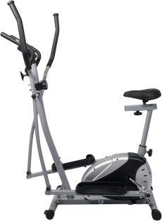 Magnetic Exercise Bike, Elliptical Cardio Fitness Machine for Home with 8-Level Resistance, Adjustable Seat, Digital Monitor & Pulse Sensors ?C Black/Grey EM-1532