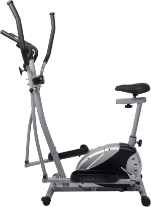 Magnetic Exercise Bike, Elliptical Cardio Fitness Machine for Home with 8-Level Resistance, Adjustable Seat, Digital Monitor & Pulse Sensors ?C Black/Grey EM-1532