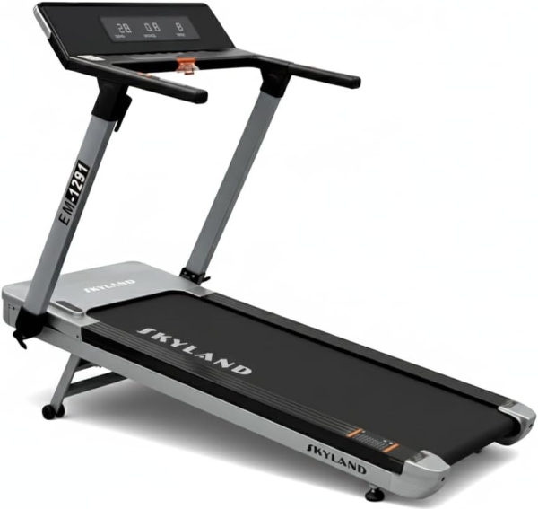 Foldable Treadmill, 4HP Peak Motor, 28-Level Auto Incline, Max Speed 14.8 KM/H, Bluetooth, Shock Absorption, ZWIFT App, LED Display, 120KG Capacity Running Machine for Home Gym EM-1291