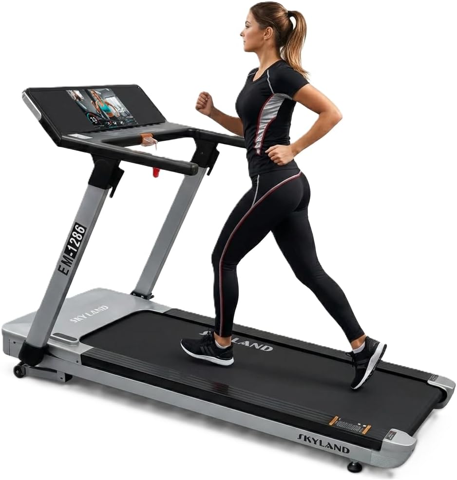 Treadmill for Home, Foldable Treadmill with 4 HP Peak Motor, Running Machine with 28 Auto Incline Levels, TFT Touchscreen, WiFi, Shock Absorption Cardio Machine for Home Gym ?C EM-1286 - Image 3