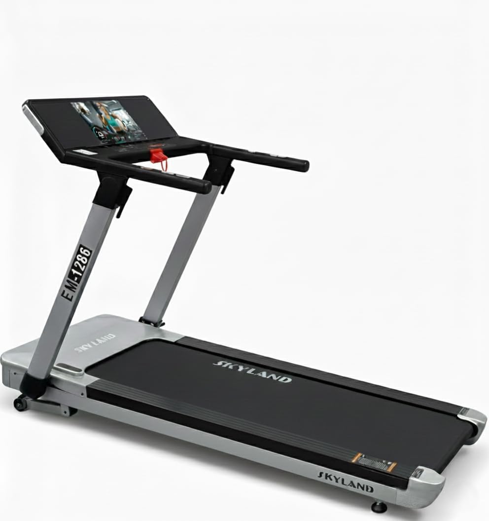 Treadmill for Home, Foldable Treadmill with 4 HP Peak Motor, Running Machine with 28 Auto Incline Levels, TFT Touchscreen, WiFi, Shock Absorption Cardio Machine for Home Gym ?C EM-1286