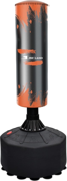 SKY LAND Punching Bag with Stand, 5.6ft Freestanding Kickboxing Bag for Adults, MMA, Muay Thai, Boxing Fitness Training Equipment, Portable Free-Standing Boxing Bag w/ Stable Suction Base ? EM-1833-O
