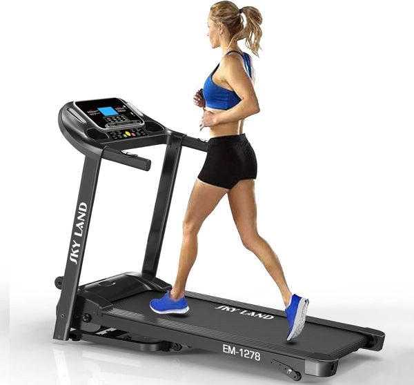 Treadmill with 4HP Peak Motor | Foldable Running Machine for Home Gym with 3-Level Manual Incline, LCD Display & Compact Design ?C EM-1278