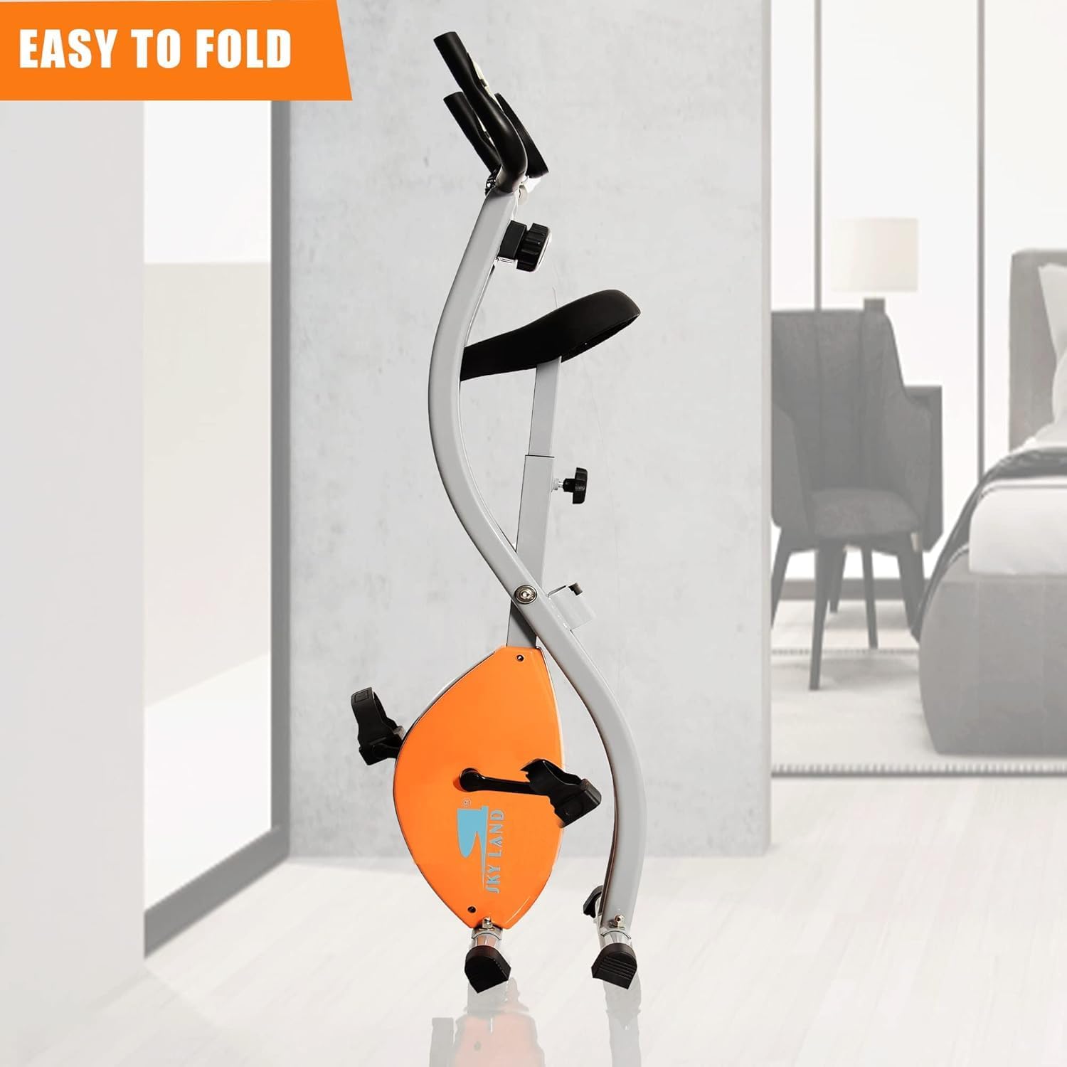 Portable Sports X bike Upright Exercise Bike With 8 Level Resistance, Stationary Exercise Bike Orange - EM-1539 - Image 3