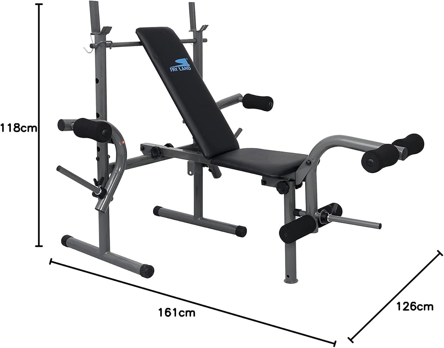 SKY LAND Adjustable & Foldable Multi-Function Weight Bench - EM-1820, Grey | Flat & Incline Bench with Bar Holder & Olympic Weight Storage (Weights Not Included) - Image 7