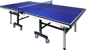 SKY LAND Professional Indoor Tennis Table for Home, Foldable Ping Pong Table Play Surface with Lockable Wheels, Full Size Sports Equipment 274?152.5?76 cm, Blue EM-8007