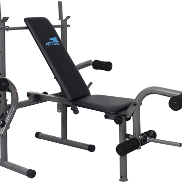 SKY LAND Adjustable & Foldable Multi-Function Weight Bench - EM-1820, Grey | Flat & Incline Bench with Bar Holder & Olympic Weight Storage (Weights Not Included)