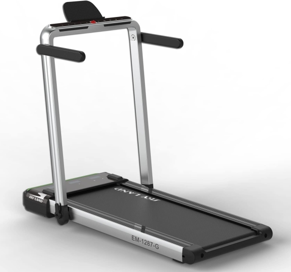 Fitness 2 in 1 Foldable Treadmill Walking pad 4 HP Peak, 12 Programs, With Large Running Surface and App Control, Pre assembled EM 1287-G, Gray