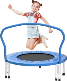 SKY LAND 36" Jumping Trampoline For Kids, Rebounder With Removable Foam Handle & Safety Pad/ Bungee Cords, Stable & Quiet Exercise Rebounder For Indoor & Outdoor, EM-8101