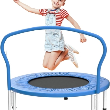 SKY LAND 36" Jumping Trampoline For Kids, Rebounder With Removable Foam Handle & Safety Pad/ Bungee Cords, Stable & Quiet Exercise Rebounder For Indoor & Outdoor, EM-8101