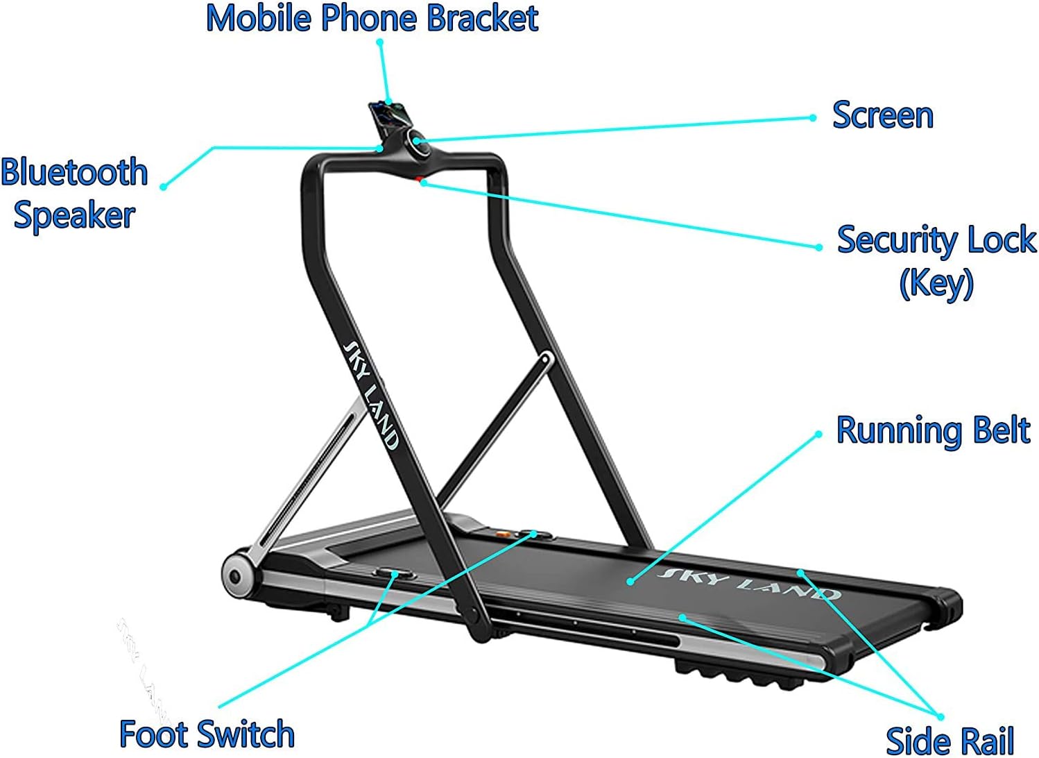2-in-1 Foldable Treadmill with 4.0 HP Peak Motor, Walking Pad & Running Machine, Under Desk Treadmill with Remote Control, Bluetooth Speaker, Shock Absorption, 100 KG Capacity ?C EM-1269 - Image 6