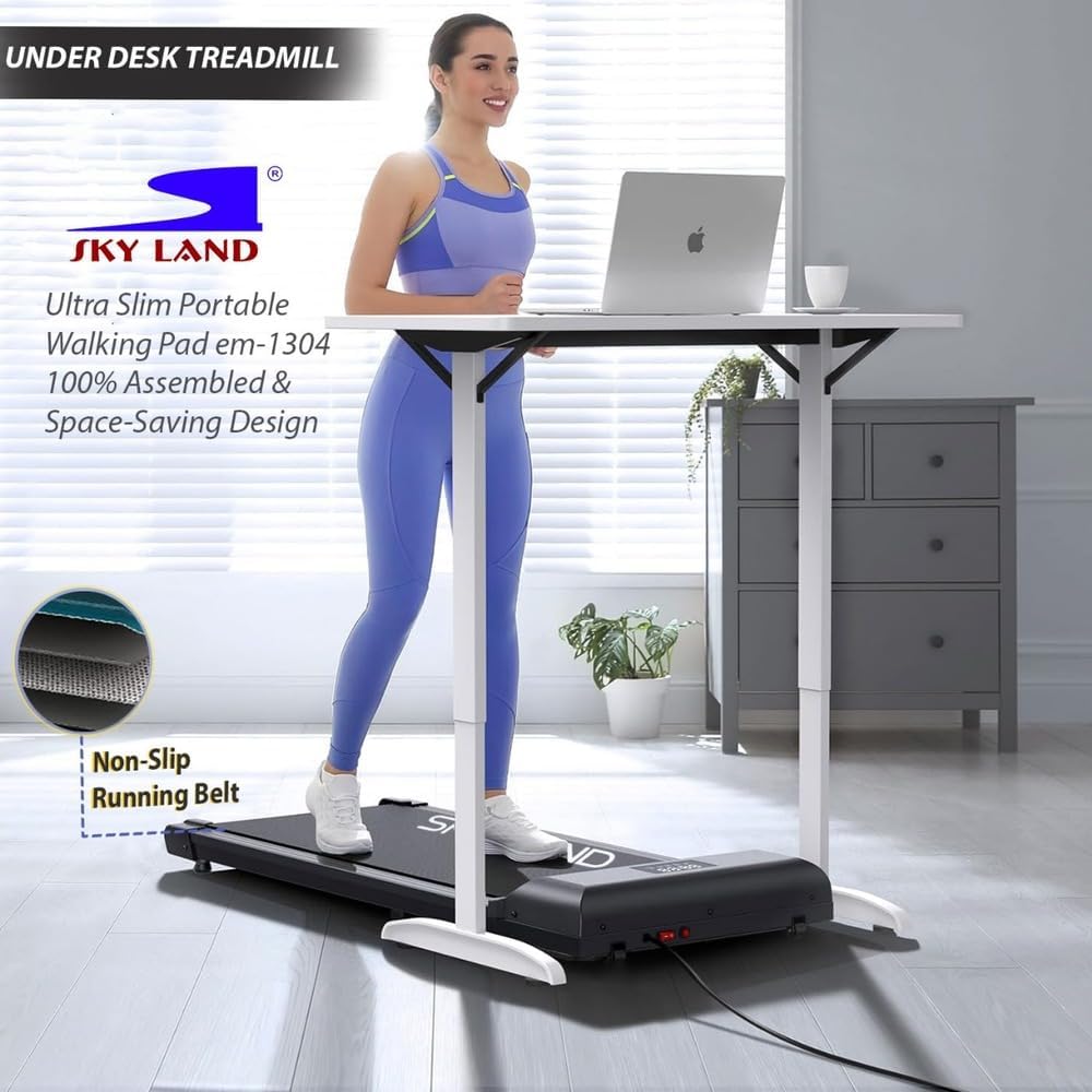 Walking Pad Treadmill EM-1304 | Slim Under Desk Treadmill for Home & Office, Quiet 2HP Motor, LED Display, Remote Control, Compact Folding Design, 100KG Capacity Portable Walking Machine - Image 8