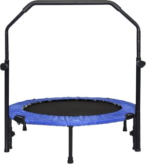 SKY LAND Fitness 40" Trampoline For Adults & Kids | Fitness Rebounder With Adjustable Foam Handle & Safety Pad/ Bungee Cords, Stable & Quiet Exercise Rebounder For Indoor & Outdoor, EM-8102