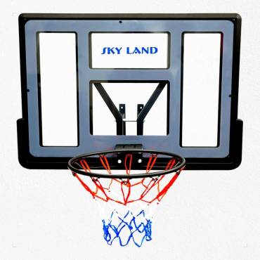 SKY LAND Standard Basketball Hoop: Durable Construction Wall Mounted,Large Backboard & Hoop,Easy Installation,All-Weather Indoor and Outdoor Sports,with a 47.5cm/18.7-inch basket diameter-EM-1879