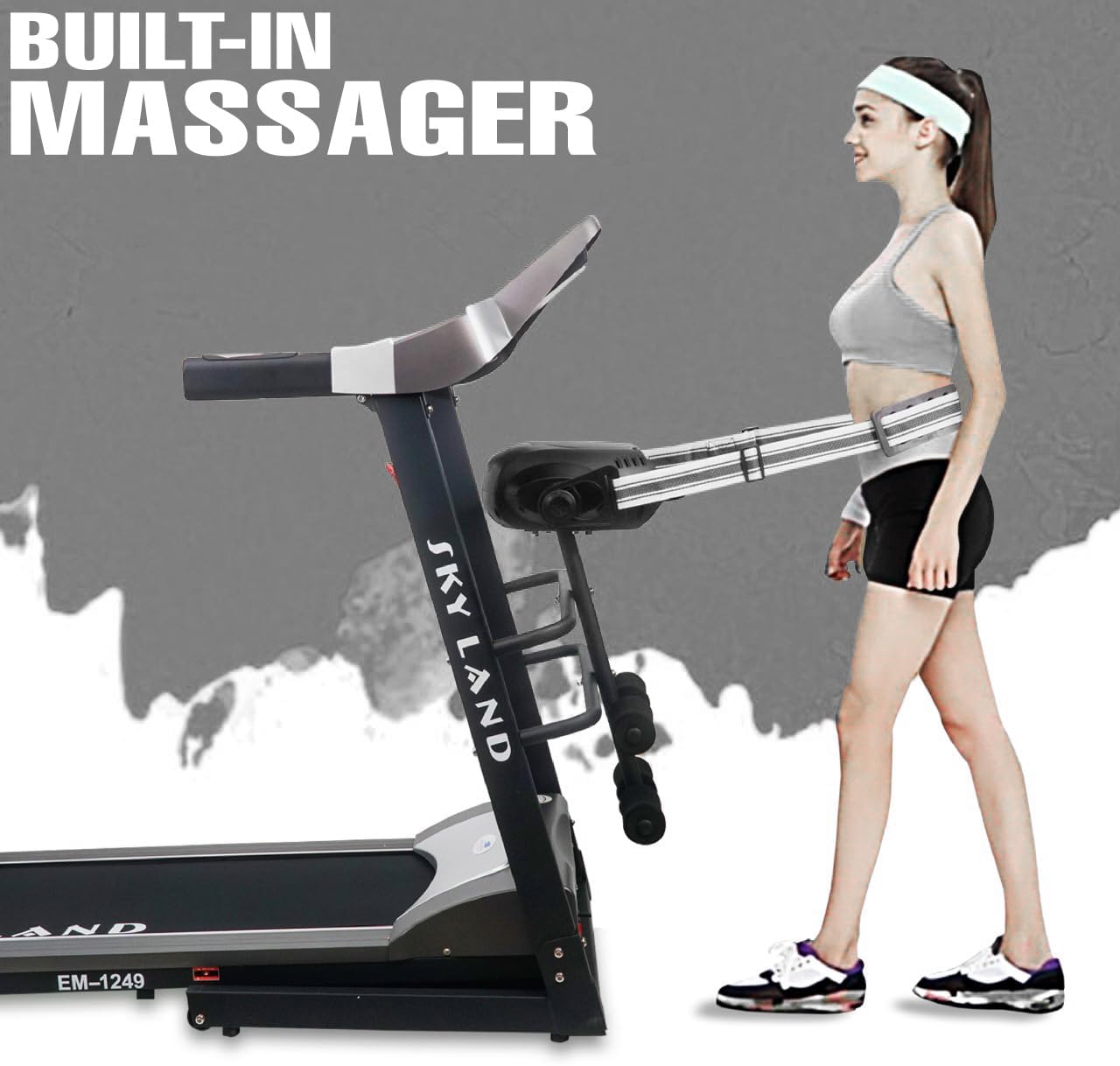 Foldable Treadmill with Massager & Speaker | 4 HP Peak Motor, 12 Preset Workouts, Bluetooth & FS App | Auto Incline, LCD Display, Hydraulic Soft Drop | Running Machine for Home ?C EM-1249 - Image 8