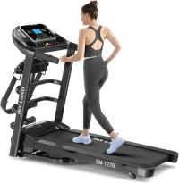 Treadmill With 4Hp Peak Motor | Compact Foldable Running Machine For Home With 3 Level manual incline, Treadmill With Massager Em-1279