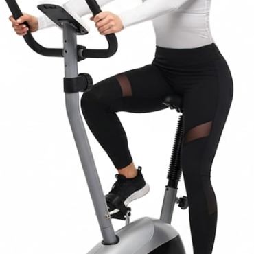 Upright Magnetic Exercise Bike ?C Stationary Indoor Cycling Bike with 8-Level Magnetic Resistance, LCD Display & Pulse Sensors ?C Adjustable Seat, Compact Home Gym Fitness Bike EM-1527