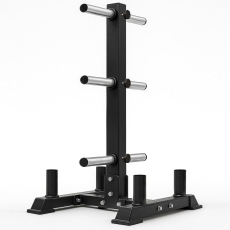 SKY LAND Olympic Weight Plate Rack Tree, 2-in-1 Storage Stand with 4 Vertical Barbell Holders & 6 Plate Pegs, Holds Up to 300kg, Home Gym Equipment, Heavy-Duty Steel, EM-9374