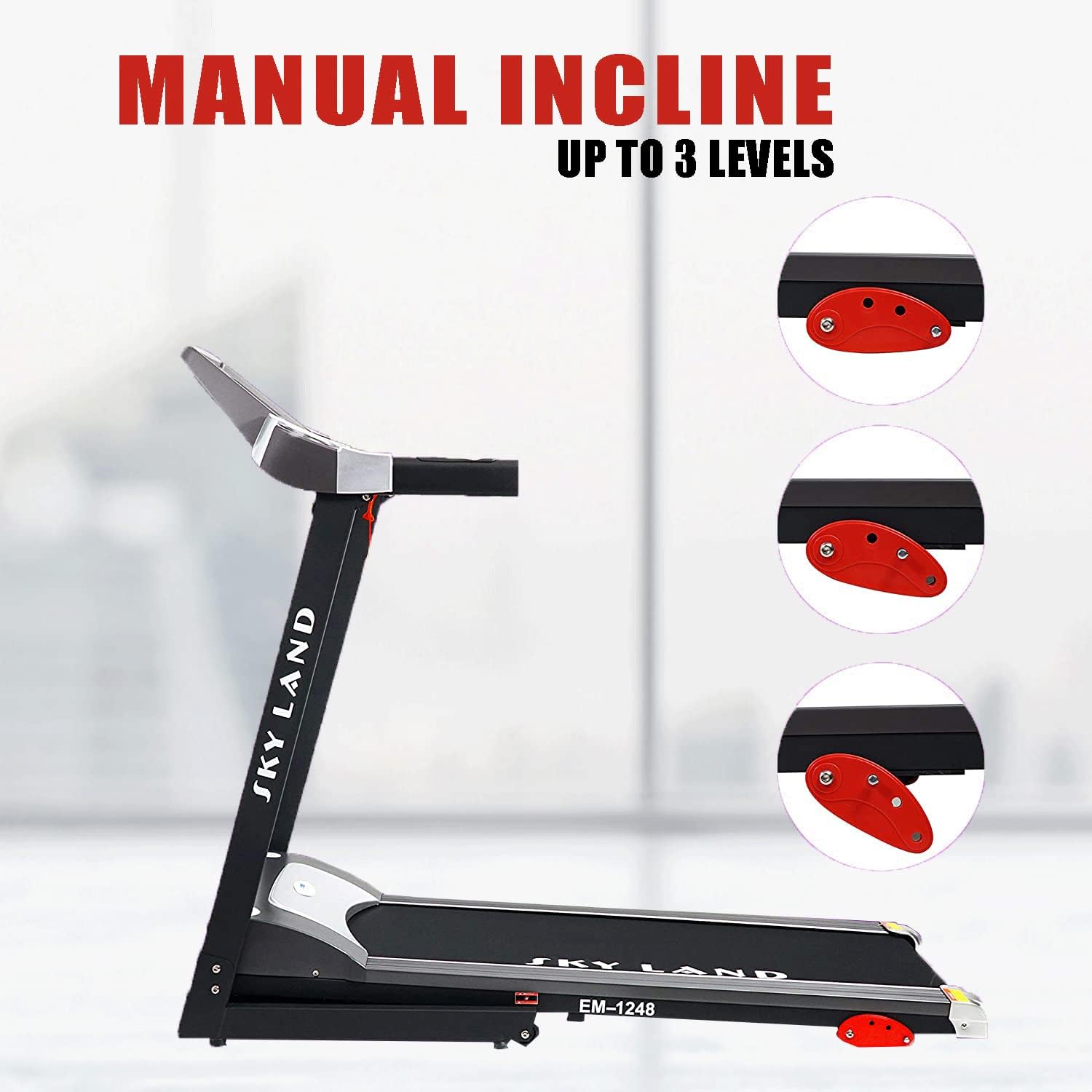 Foldable Treadmill for Home with 4.0 HP Peak Motor, LCD Display, FS APP, 12 Programs, Built-in Speaker & Cup Holder, 120x40cm Running Space, 100Kg Max Weight ?C EM-1248 - Image 5