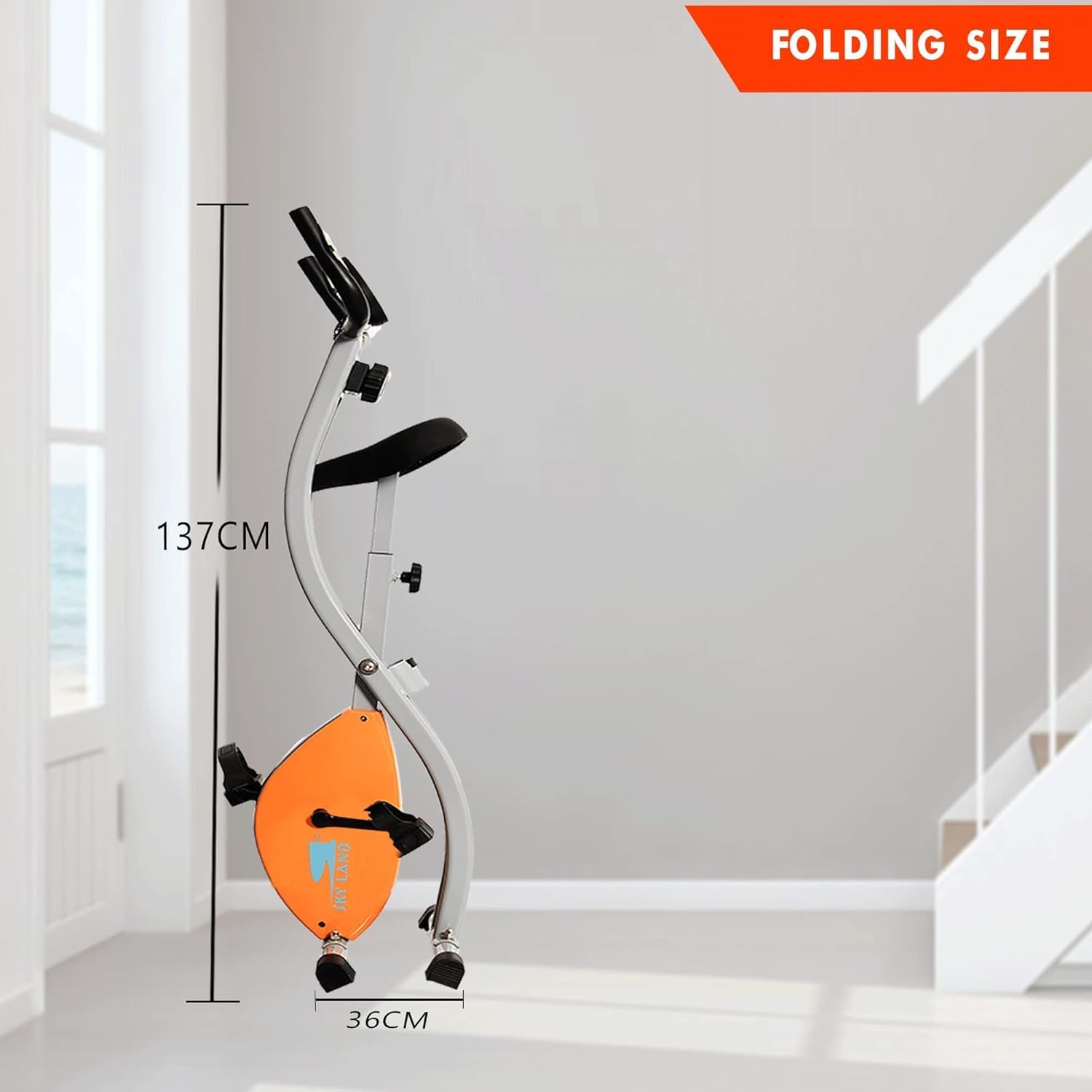 Portable Sports X bike Upright Exercise Bike With 8 Level Resistance, Stationary Exercise Bike Orange - EM-1539 - Image 5