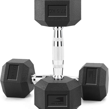 Hex Dumbbells 27.5kg Pair | Rubber Coated Cast Iron Weights