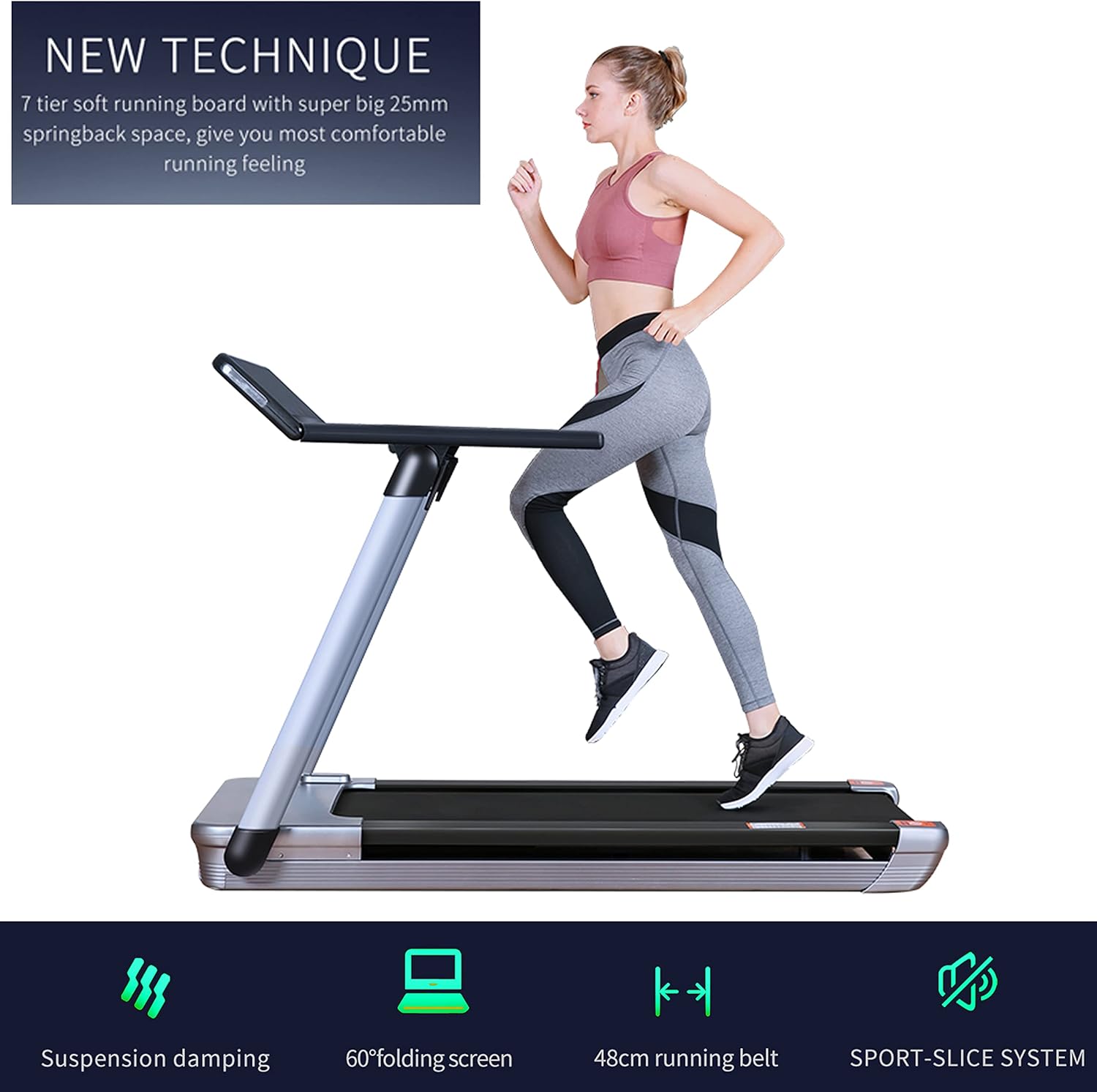 Treadmill for Home, Foldable Treadmill with 4 HP Peak Motor, Running Machine with 28 Auto Incline Levels, TFT Touchscreen, WiFi, Shock Absorption Cardio Machine for Home Gym ?C EM-1286 - Image 5
