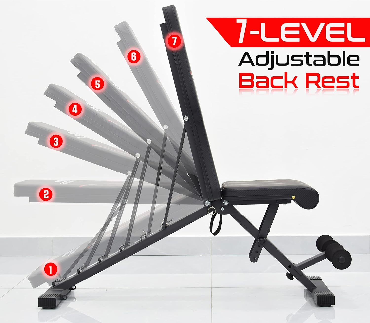 SKY LAND Weight Bench, Adjustable Workout Bench Foldable Strength Training Bench for Home Gym-EM-1868, black - Image 2