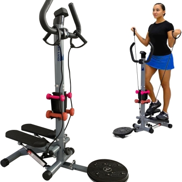 4-in-1 Hydraulic Stepper with Dumbbells, Twister, Resistance Bands & Vertical Climber ?C Ultimate All-in-One Stair Stepper Machine For Home Fitness EM-2184