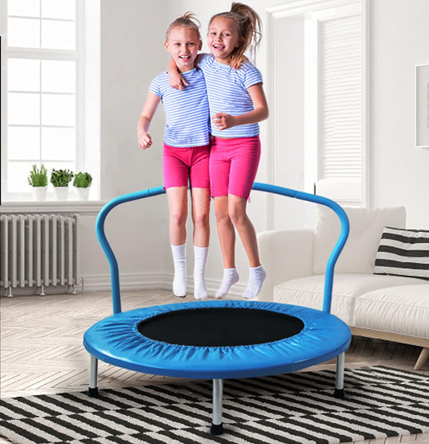 SKY LAND 36" Jumping Trampoline For Kids, Rebounder With Removable Foam Handle & Safety Pad/ Bungee Cords, Stable & Quiet Exercise Rebounder For Indoor & Outdoor, EM-8101 - Image 7