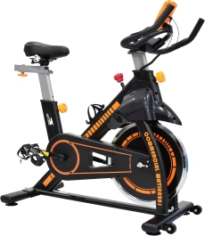 Exercise Bike for Home Cardio | Heavy-Duty Spin Bike with 28 LBS Flywheel, Adjustable Seat & Handlebar, LCD Monitor, Belt Drive Quiet Cycling Workout ?C EM-1560-O