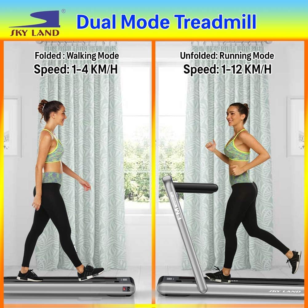 2-in-1 Walking Pad & Foldable Treadmill | 2.25 HP Motor, Auto Speed, Bluetooth Speaker, LED Display | Compact Home & Office Running Machine EM-1282-G - Image 8