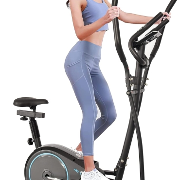 Exercise Bike |Eliptical Bike Magnetic Cross Trainer With FitShow App | Bidirectional Roller | 8-level Resistance | Multifunction Display & Tablet Rack For Home Gym Workout, EM-1563