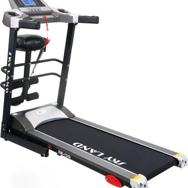 Foldable Treadmill with Massager & Speaker | 4 HP Peak Motor, 12 Preset Workouts, Bluetooth & FS App | Auto Incline, LCD Display, Hydraulic Soft Drop | Running Machine for Home ?C EM-1249