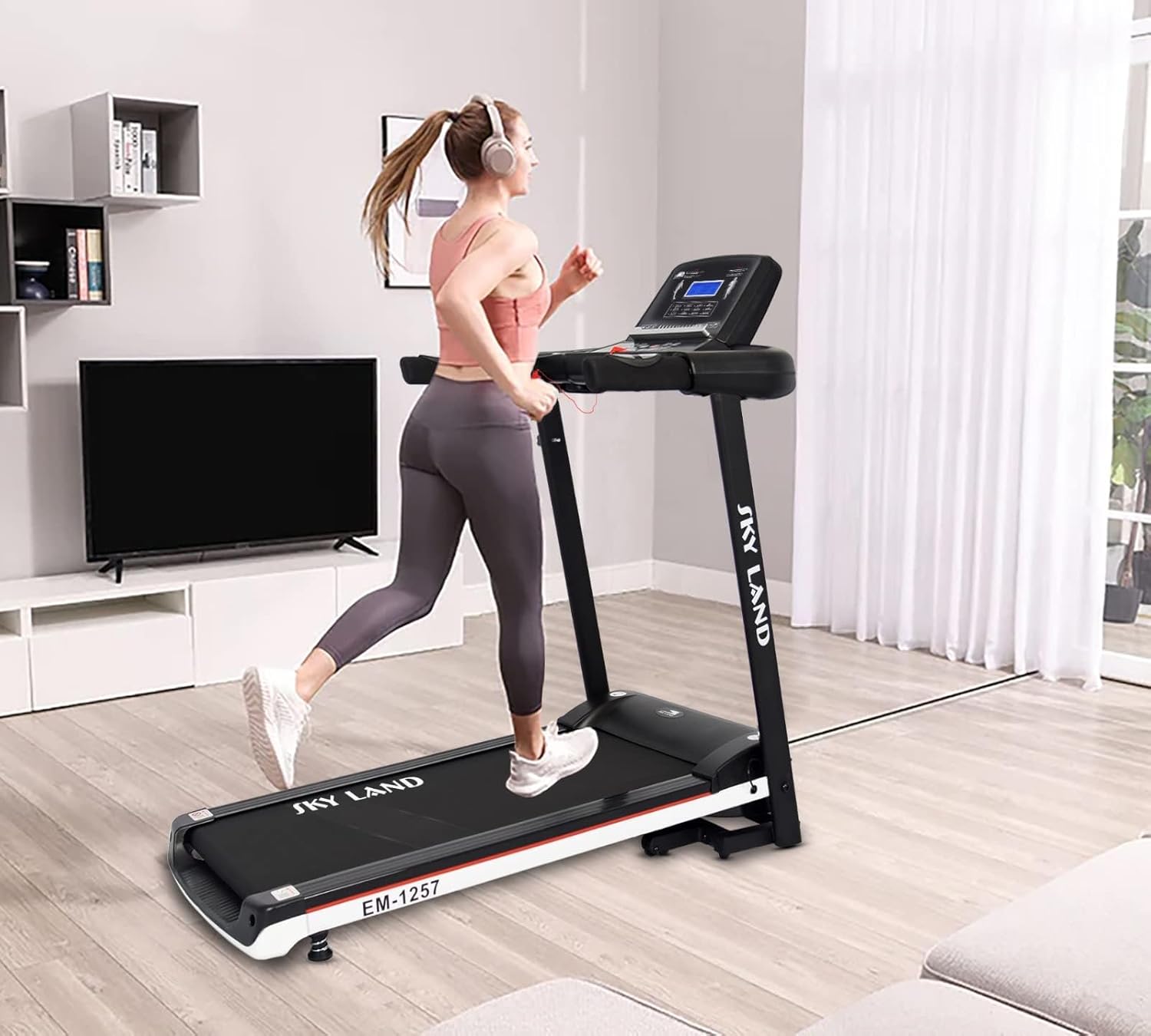 Treadmill 4 HP Peak Motor | Compact Foldable Running Machine for Home Use with FitShow App, Bluetooth Connectivity, Black EM-1257 - Image 2