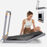 2-in-1 Walking Pad Treadmill ?C Double Foldable Compact Treadmill for Home & Office, 2.25HP Motor, Bluetooth & Zwift App, Under Desk Running Machine with Remote Control | EM-1288-PRO