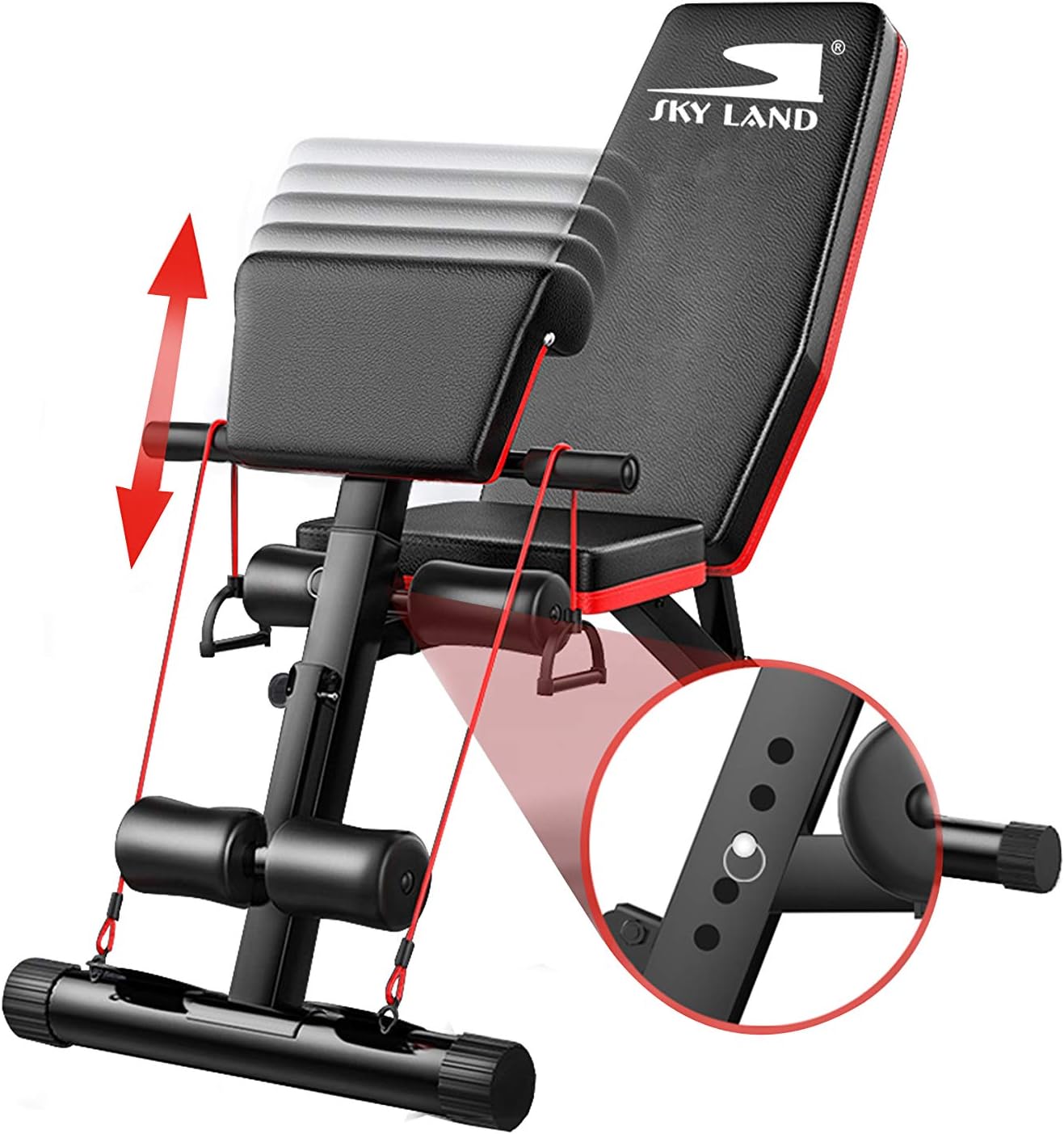 SKY LAND Adjustable Weight Bench EM-1857 | Multi-Function Strength Training Bench with Elastic Resistance Ropes, Foldable Design, Heavy-Duty Steel Frame for Home Gym Workout – 130KG Capacity - Image 3