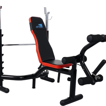 SKY LAND Adjustable Olympic Weight Bench with Squat Rack - Multifunctional Home Gym Bench Press Set, High-Density Foam Padding, Max Load 140 Kg, EM-1831