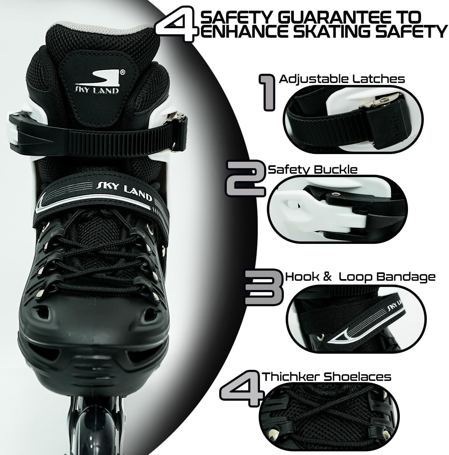 SKY LAND Professional Inline Skates for Kids and Teens with 8 Illuminated Wheels - Adjustable, Comfortable, and Safe - Image 4