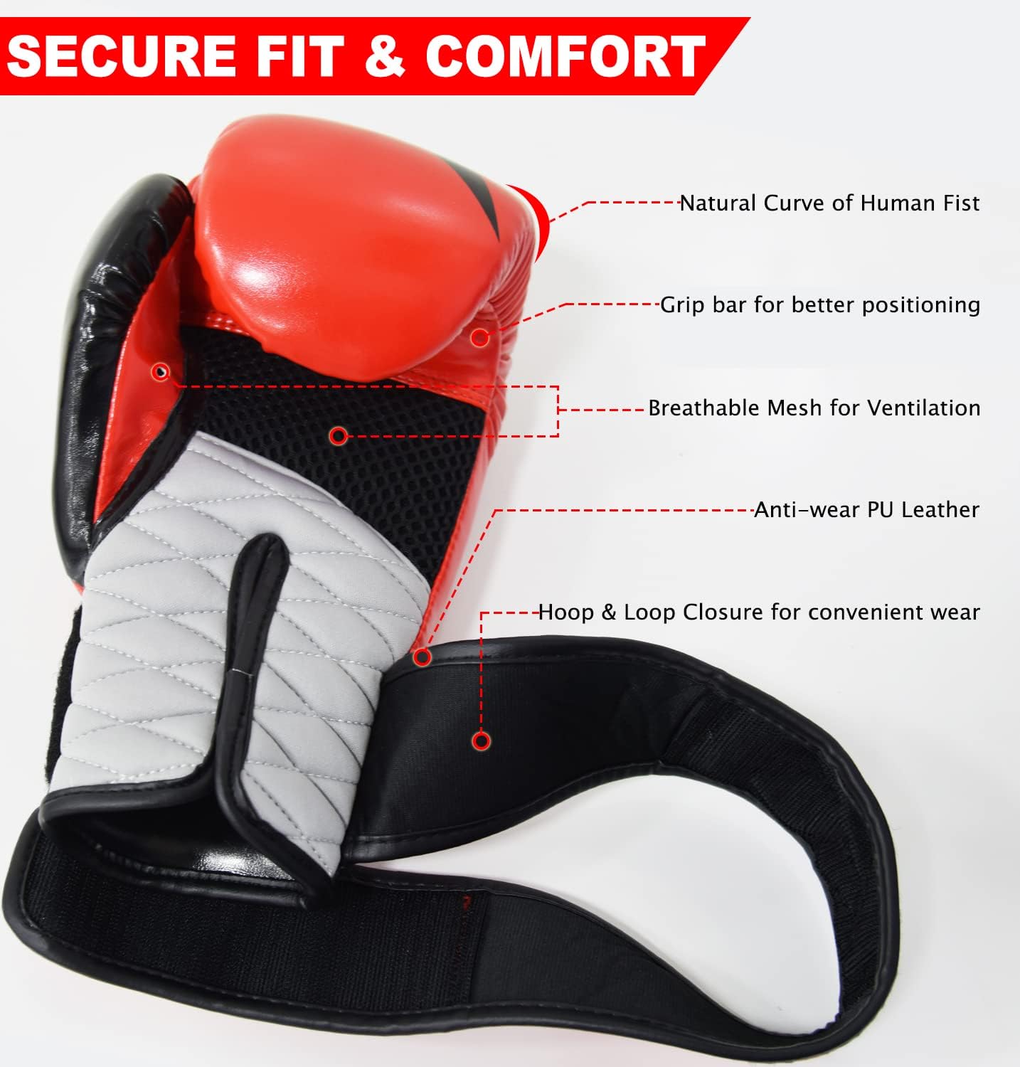 SKY LAND Premium Boxing Gloves/Training Gloves for Men and Women/for fitness training, Punch In Boxing/Kickboxing/Sparring-EM-9340-M - Image 2