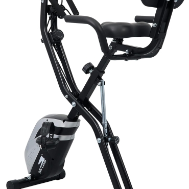 Foldable Exercise Bike, 4-in-1 X-Bike for Indoor Cycling with Arm Resistance Bands, Stationary Fitness Bike with Digital LCD Monitor & 10-Level Adjustable Magnetic Resistance EM-1549