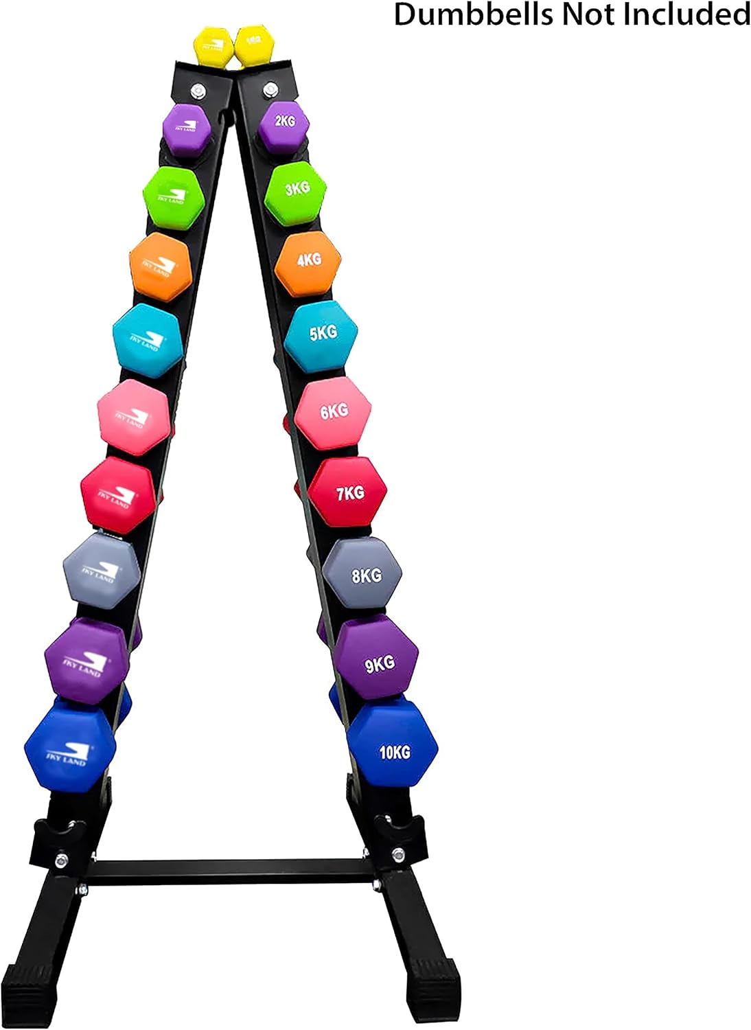 SKY LAND Dumbbell A-Frame Rack - Compact 10 Pair Dumbbell Holder, Space-Saving Design, EM-9228, Black - Image 5