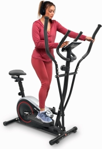 Magnetic Elliptical Cross Trainer Bike | 8-Level Magnetic Resistance | LED Display | FitShow App | Home Gym Cardio Workout | Quiet & Smooth Motion | Seat Included | 100Kg Capacity EM-1572