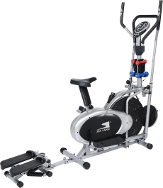 5-in-1 Orbitrek Exercise Bike | Elliptical Cycle with Stepper, Twister & Dumbbells | Adjustable Resistance | LCD Monitor & Cushioned Seat | Full-Body Home Gym Workout | EM-1133